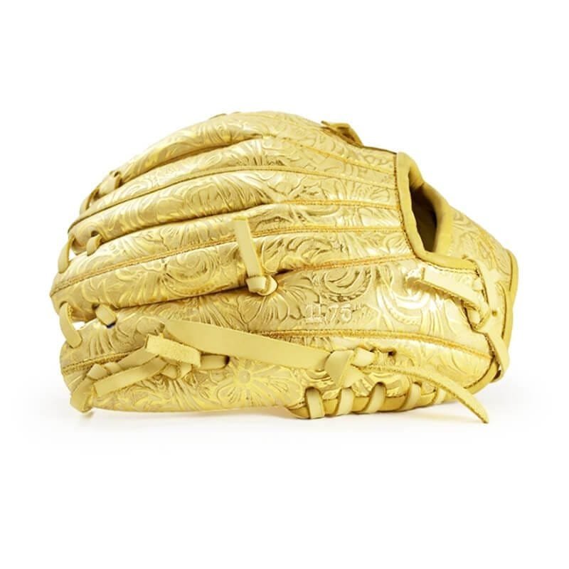 11.75" Baseball Single Welting Infield Slash Web Gold-Bone Floral Glove - Image 2