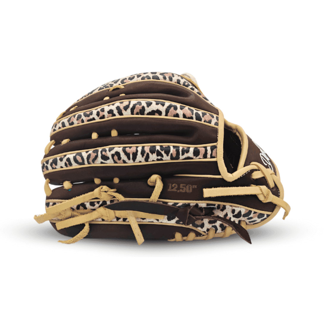 12.50" Softball Double Welting Outfield H Web Leopard-Coffee Glove - Image 2