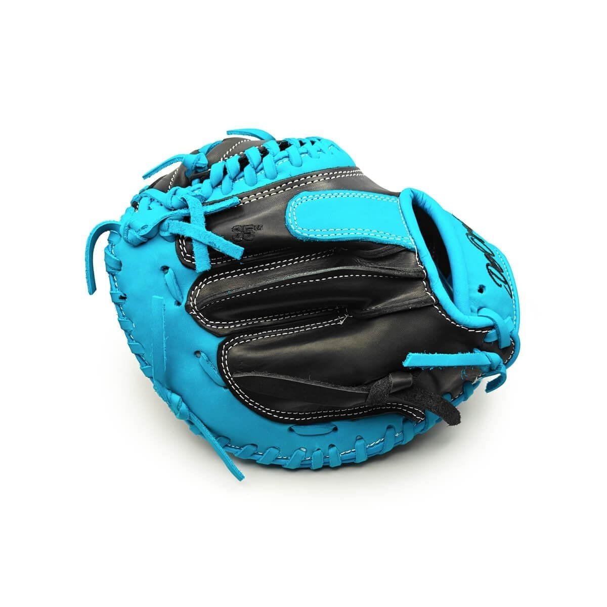 35" Softball Catcher Black-Turquoise Glove - Image 2