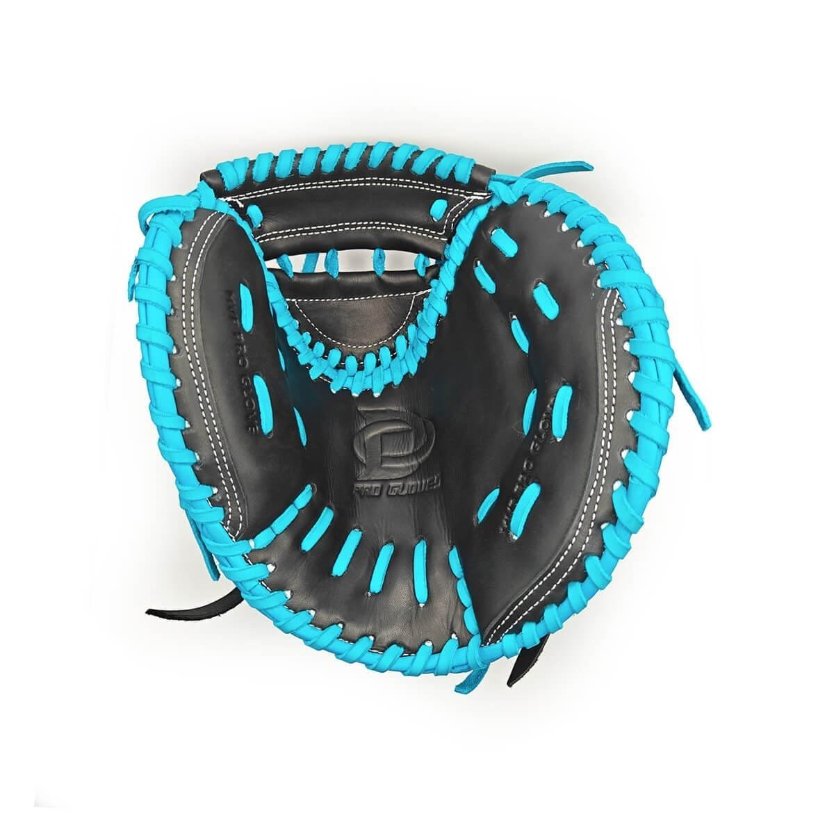35" Softball Catcher Black-Turquoise Glove - Image 3