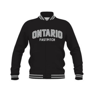 Ontario Fastpitch Custom Embroidered Black Letterman Jacket