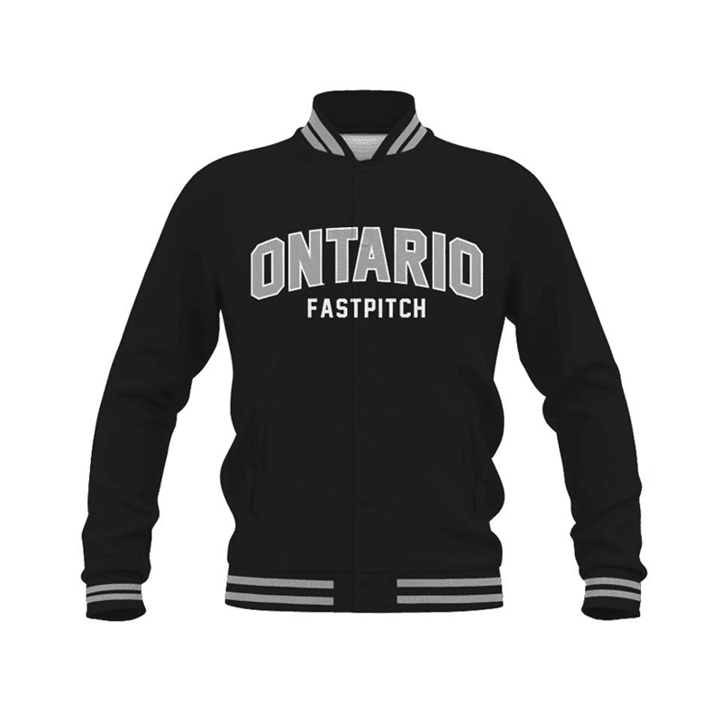 Ontario Fastpitch Custom Embroidered Black Letterman Jacket