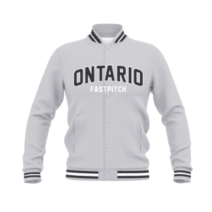 Ontario Fastpitch Custom Embroidered Grey Letterman Jacket