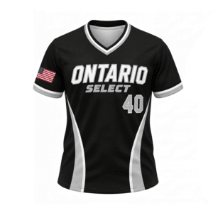 Ontario Select Custom Full Button Baseball Jersey Black-Grey