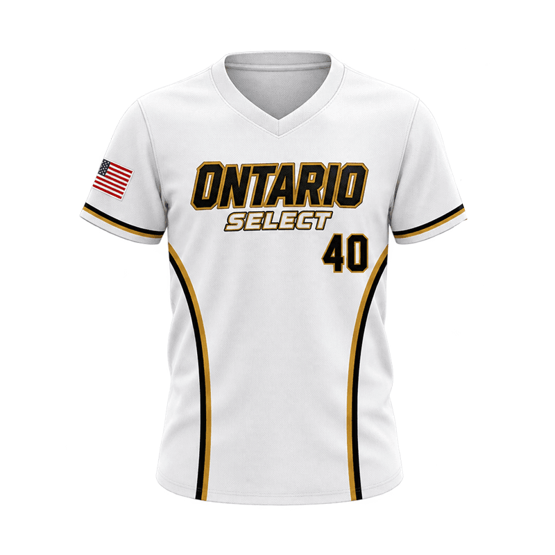 Ontario Select Custom Full Button Baseball Jersey White-Gold