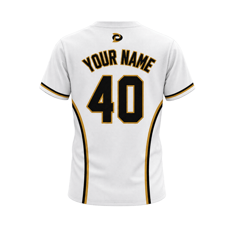 Ontario Select Custom Full Button Baseball Jersey White-Gold - Image 2