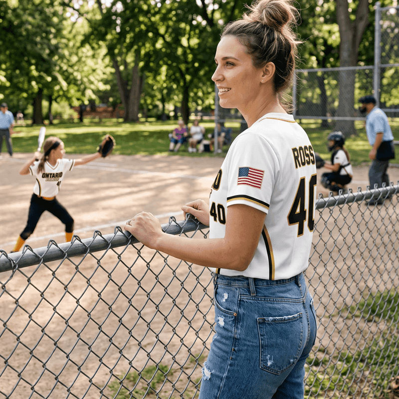 Ontario Select Custom Full Button Baseball Jersey White-Gold - Image 3